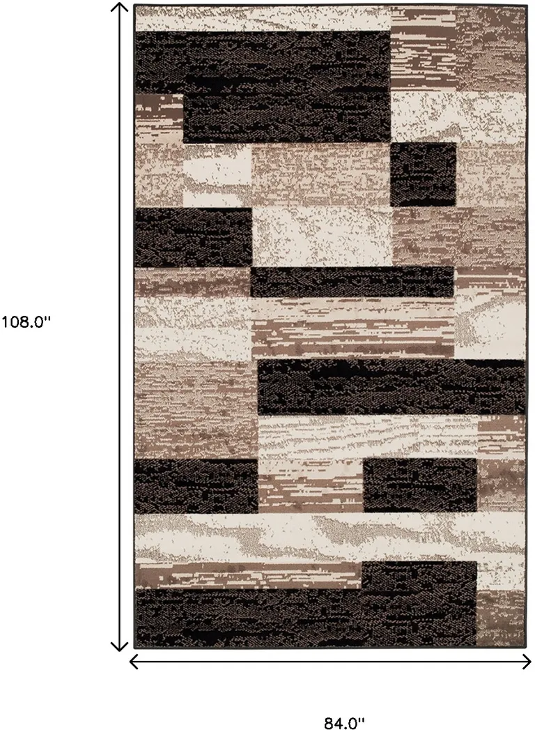 Chocolate Patchwork Power Loom Stain Resistant Area Rug Photo 2