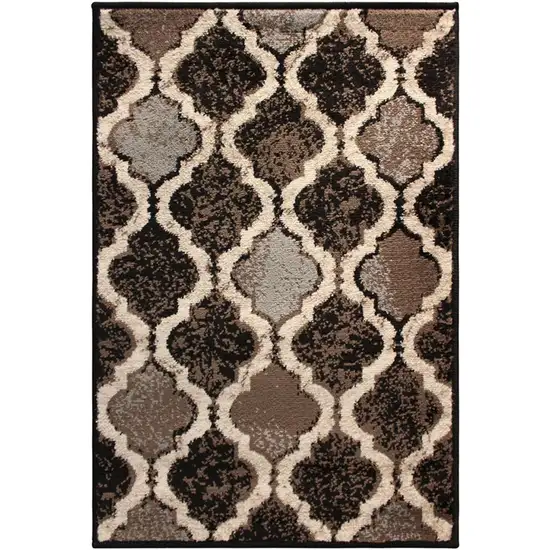 Chocolate Quatrefoil Power Loom Distressed Stain Resistant Area Rug Photo 1