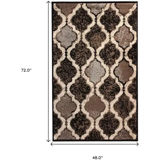 Chocolate Quatrefoil Power Loom Distressed Stain Resistant Area Rug Photo 8