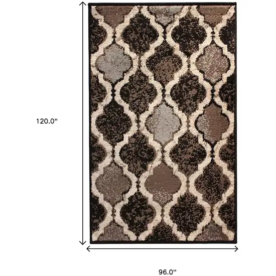 Chocolate Quatrefoil Power Loom Distressed Stain Resistant Area Rug Photo 8