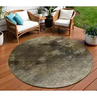 Photo of Chocolate Round Abstract Washable Non Skid Indoor Outdoor Area Rug