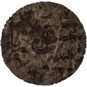 Photo of Chocolate Round Faux Fur Washable Non Skid Area Rug