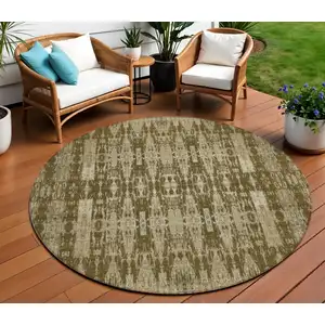 Photo of Chocolate Round Moroccan Washable Non Skid Indoor Outdoor Area Rug