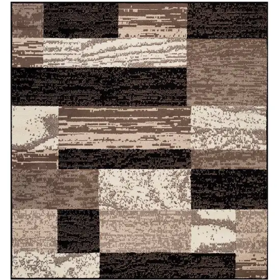 Chocolate Square Patchwork Power Loom Stain Resistant Area Rug Photo 1