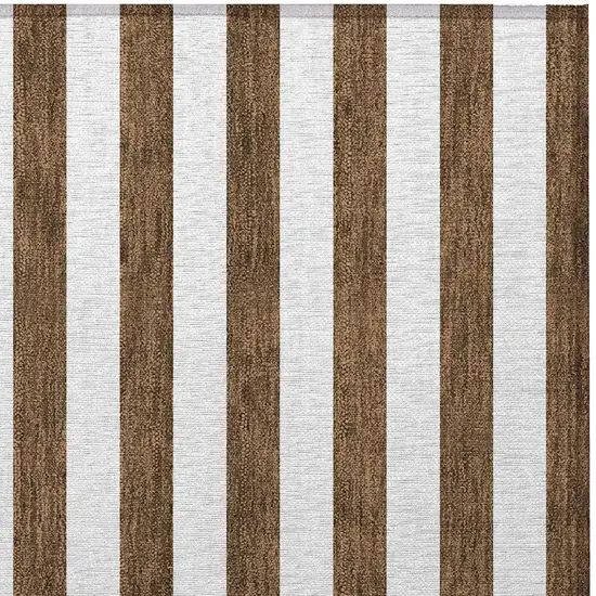 Chocolate Striped Washable Non Skid Indoor Outdoor Area Rug Photo 6