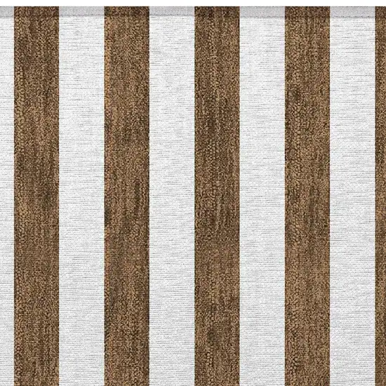 Chocolate Striped Washable Non Skid Indoor Outdoor Area Rug Photo 5