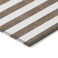 Photo of Chocolate Striped Washable Non Skid Indoor Outdoor Area Rug