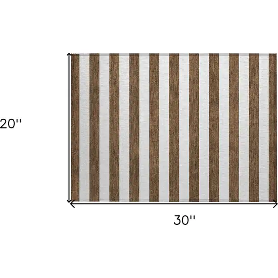 Chocolate Striped Washable Non Skid Indoor Outdoor Area Rug Photo 9