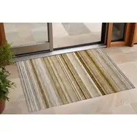 Photo of Chocolate Striped Washable Non Skid Indoor Outdoor Area Rug