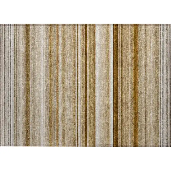 Chocolate Striped Washable Non Skid Indoor Outdoor Area Rug Photo 2