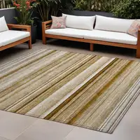 Photo of Chocolate Striped Washable Non Skid Indoor Outdoor Area Rug