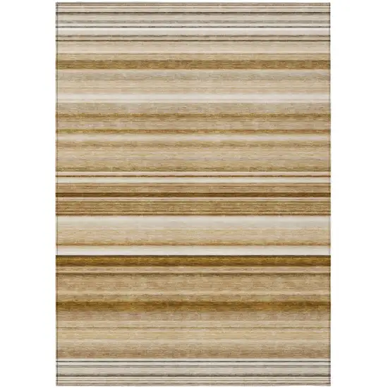 Chocolate Striped Washable Non Skid Indoor Outdoor Area Rug Photo 2