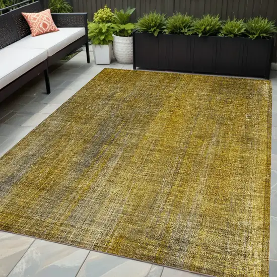 Chocolate Striped Washable Non Skid Indoor Outdoor Area Rug Photo 1