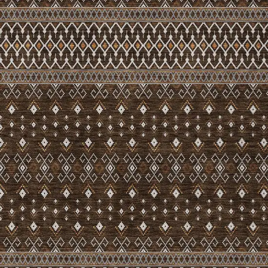 Chocolate Taupe And Copper Tribal Washable Indoor Outdoor Area Rug Photo 5