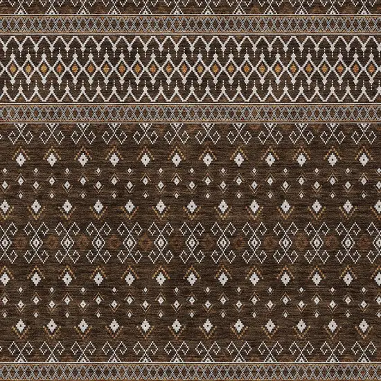 Chocolate Taupe And Copper Tribal Washable Indoor Outdoor Area Rug Photo 5