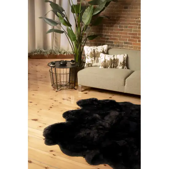 Chocolate Wool Sheepskin Handmade Area Rug Photo 3