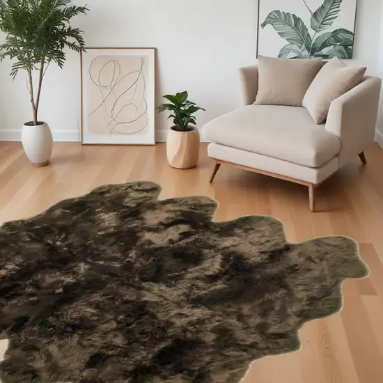 Chocolate Wool Sheepskin Handmade Area Rug Photo 1