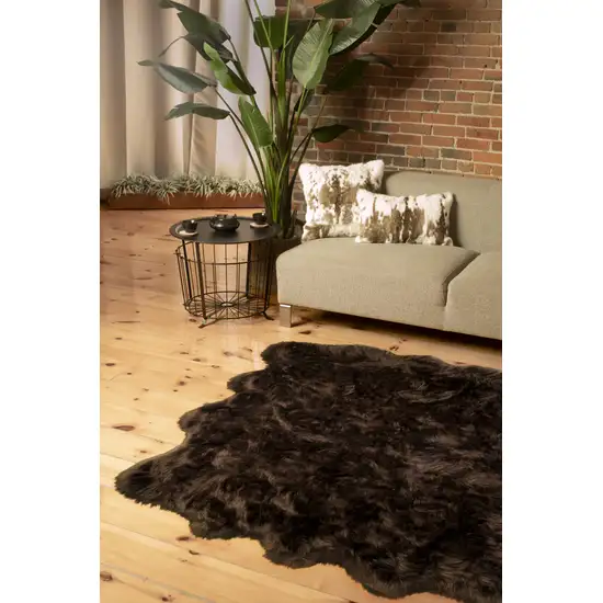 Chocolate Wool Sheepskin Handmade Area Rug Photo 3