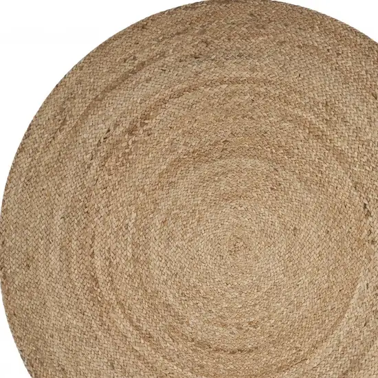 5' Natural Hand Braided Jute Round Area Rug Photo 5