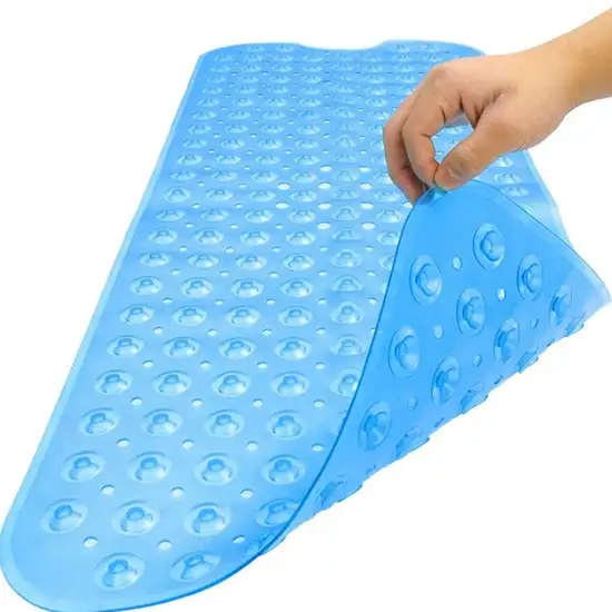 Clear Blue Oval Non Slip Bath Mat Photo 4