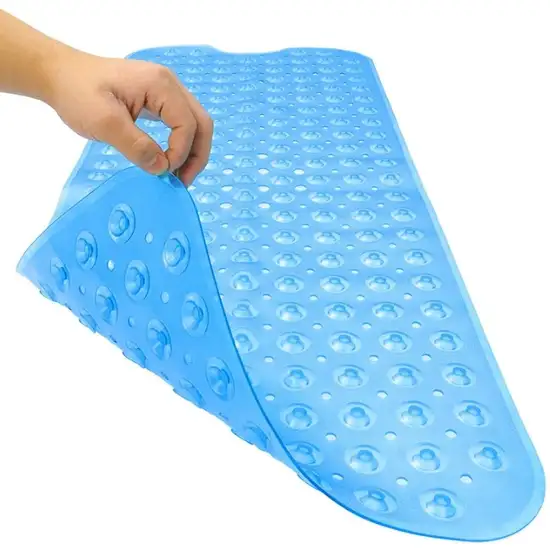 Clear Blue Oval Non Slip Bath Mat Photo 3