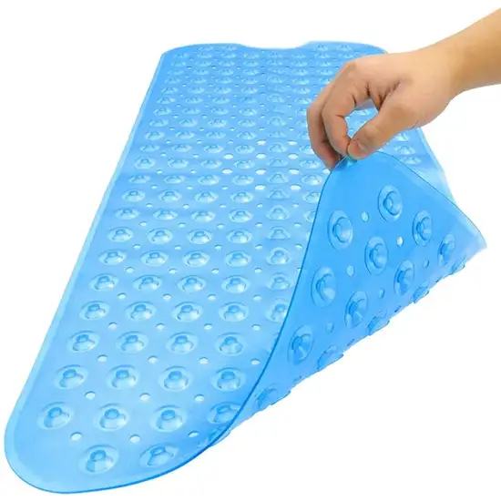 Clear Blue Oval Non Slip Bath Mat Photo 1