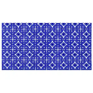 Photo of Cobalt Blue And White Geometric Washable Non Skid Area Rug