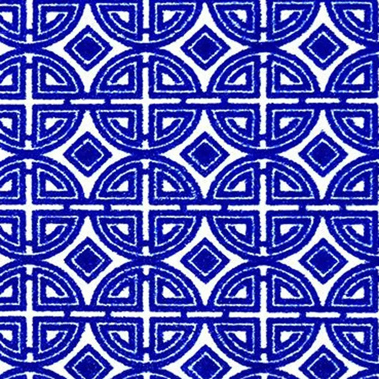 Cobalt Blue And White Geometric Washable Non Skid Area Rug Photo 3