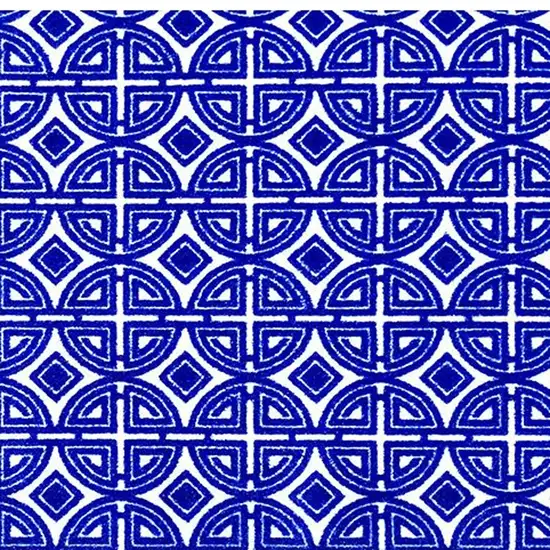 Cobalt Blue And White Geometric Washable Non Skid Area Rug Photo 4