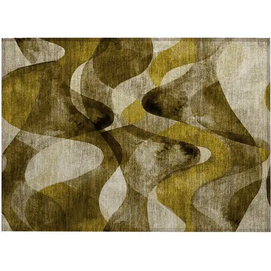 Coffee Abstract Washable Non Skid Indoor Outdoor Area Rug Photo 2