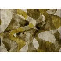 Photo of Coffee Abstract Washable Non Skid Indoor Outdoor Area Rug