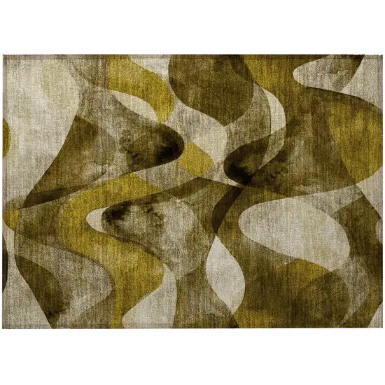 Coffee Abstract Washable Non Skid Indoor Outdoor Area Rug Photo 4