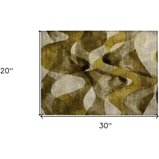 Coffee Abstract Washable Non Skid Indoor Outdoor Area Rug Photo 3