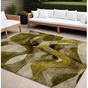 Photo of Coffee Abstract Washable Non Skid Indoor Outdoor Area Rug