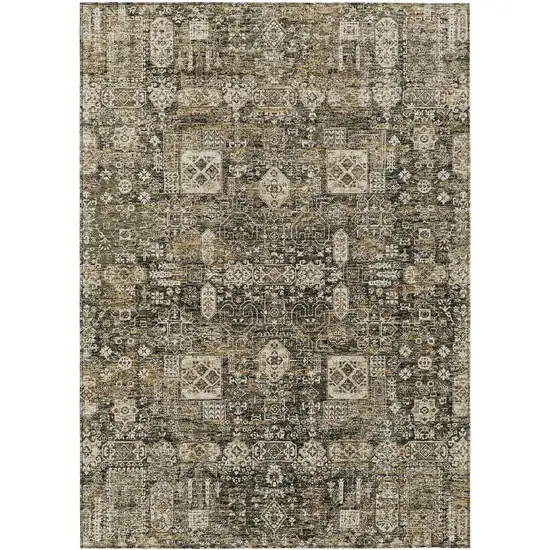 Coffee And Beige Oriental Washable Indoor Outdoor Area Rug Photo 1