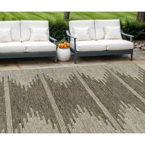 Photo of Coffee And Ivory Abstract Washable Indoor Outdoor Area Rug