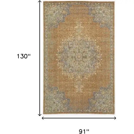 Coffee Brown Machine Woven Floral Medallion Indoor Area Rug Photo 3