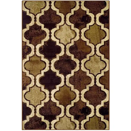 Coffee Quatrefoil Power Loom Distressed Stain Resistant Area Rug Photo 1