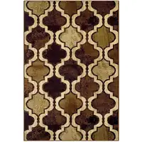 Photo of Coffee Quatrefoil Power Loom Distressed Stain Resistant Area Rug