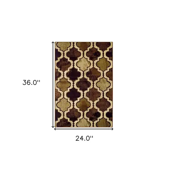 Coffee Quatrefoil Power Loom Distressed Stain Resistant Area Rug Photo 5