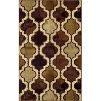 Photo of Coffee Quatrefoil Power Loom Distressed Stain Resistant Area Rug