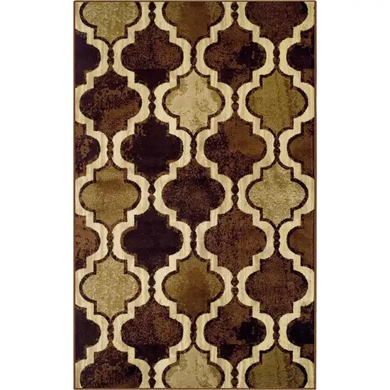 Coffee Quatrefoil Power Loom Distressed Stain Resistant Area Rug Photo 1