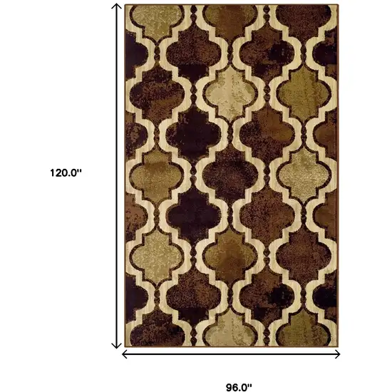 Coffee Quatrefoil Power Loom Distressed Stain Resistant Area Rug Photo 7