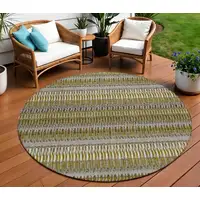 Photo of Coffee Round Striped Washable Non Skid Indoor Outdoor Area Rug