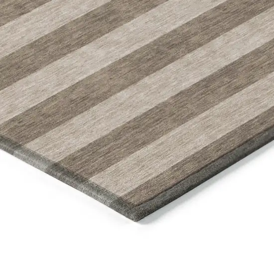 Coffee Striped Washable Non Skid Indoor Outdoor Area Rug Photo 5