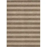 Photo of Coffee Striped Washable Non Skid Indoor Outdoor Area Rug