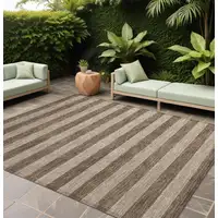 Photo of Coffee Striped Washable Non Skid Indoor Outdoor Area Rug