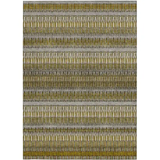 Coffee Striped Washable Non Skid Indoor Outdoor Area Rug Photo 6