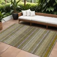 Photo of Coffee Striped Washable Non Skid Indoor Outdoor Area Rug