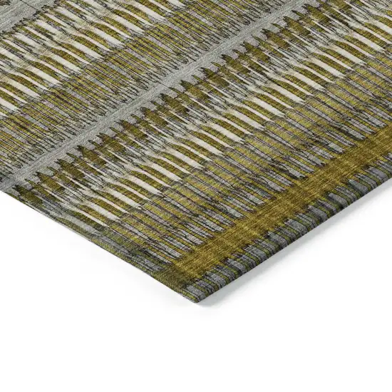 Coffee Striped Washable Non Skid Indoor Outdoor Area Rug Photo 4